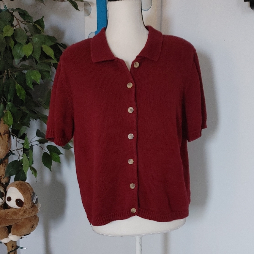 Christopher & Banks Burgundy Knit Cardigan L